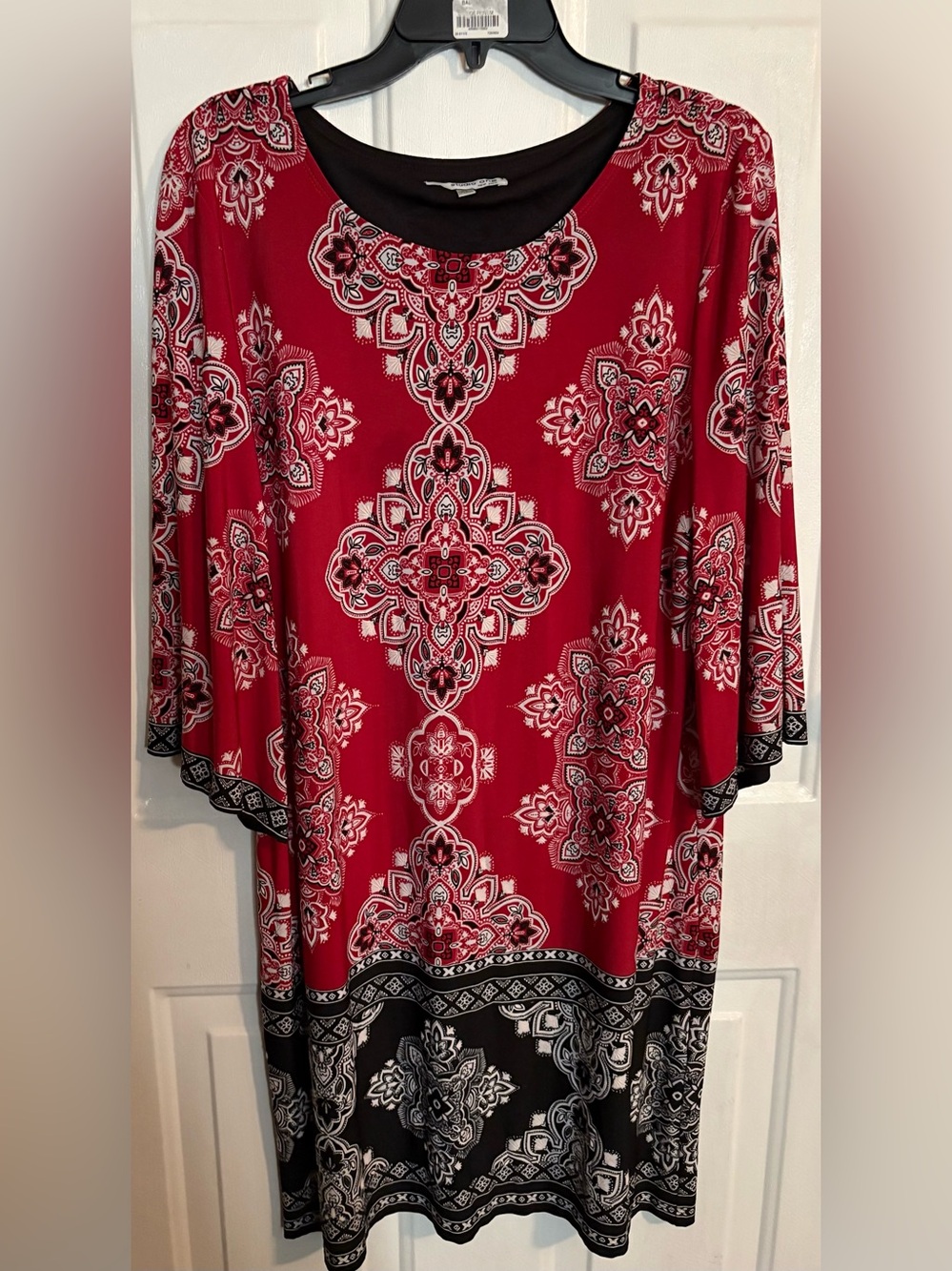 Studio One Red and Black Medallion Print Dress XL